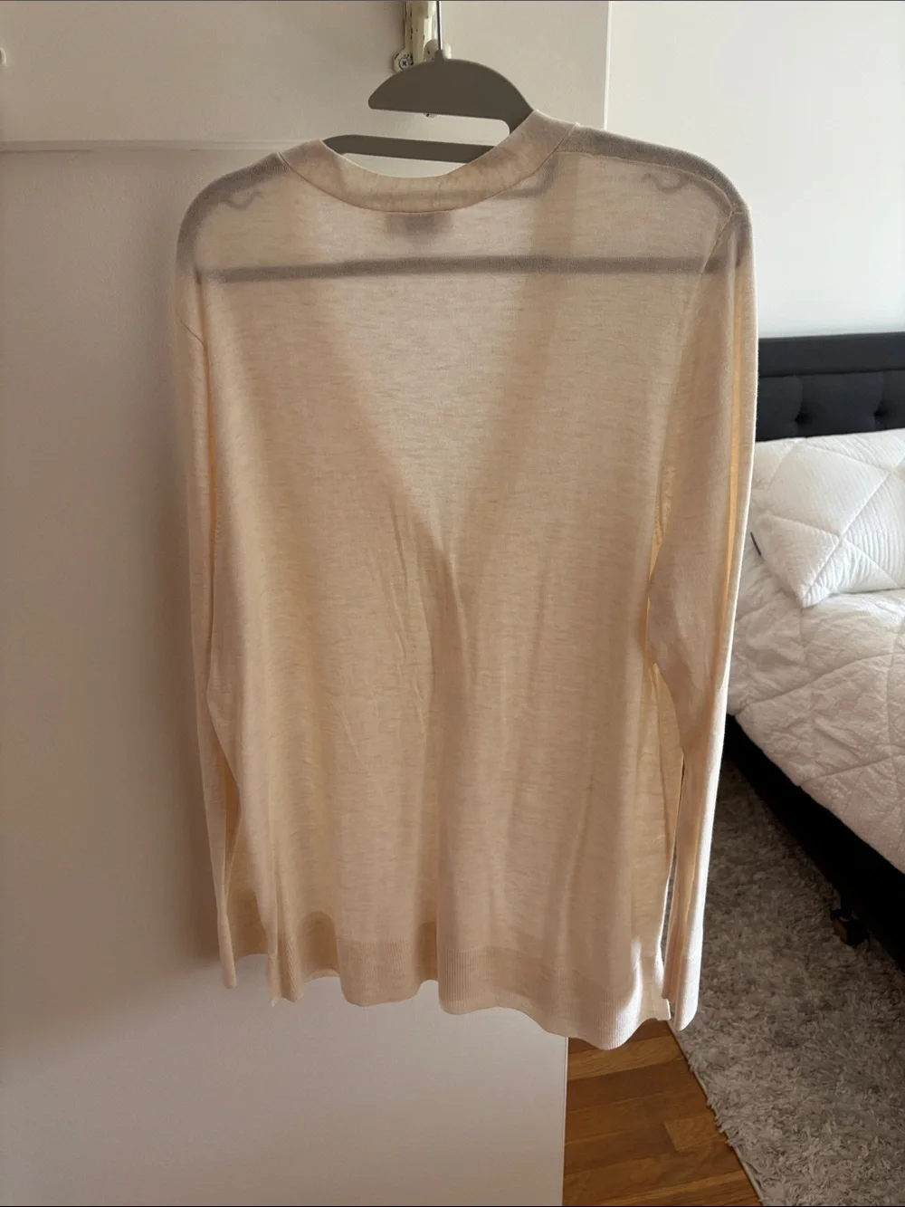 LOFT Cream Lightweight V-Neck Button Cardigan